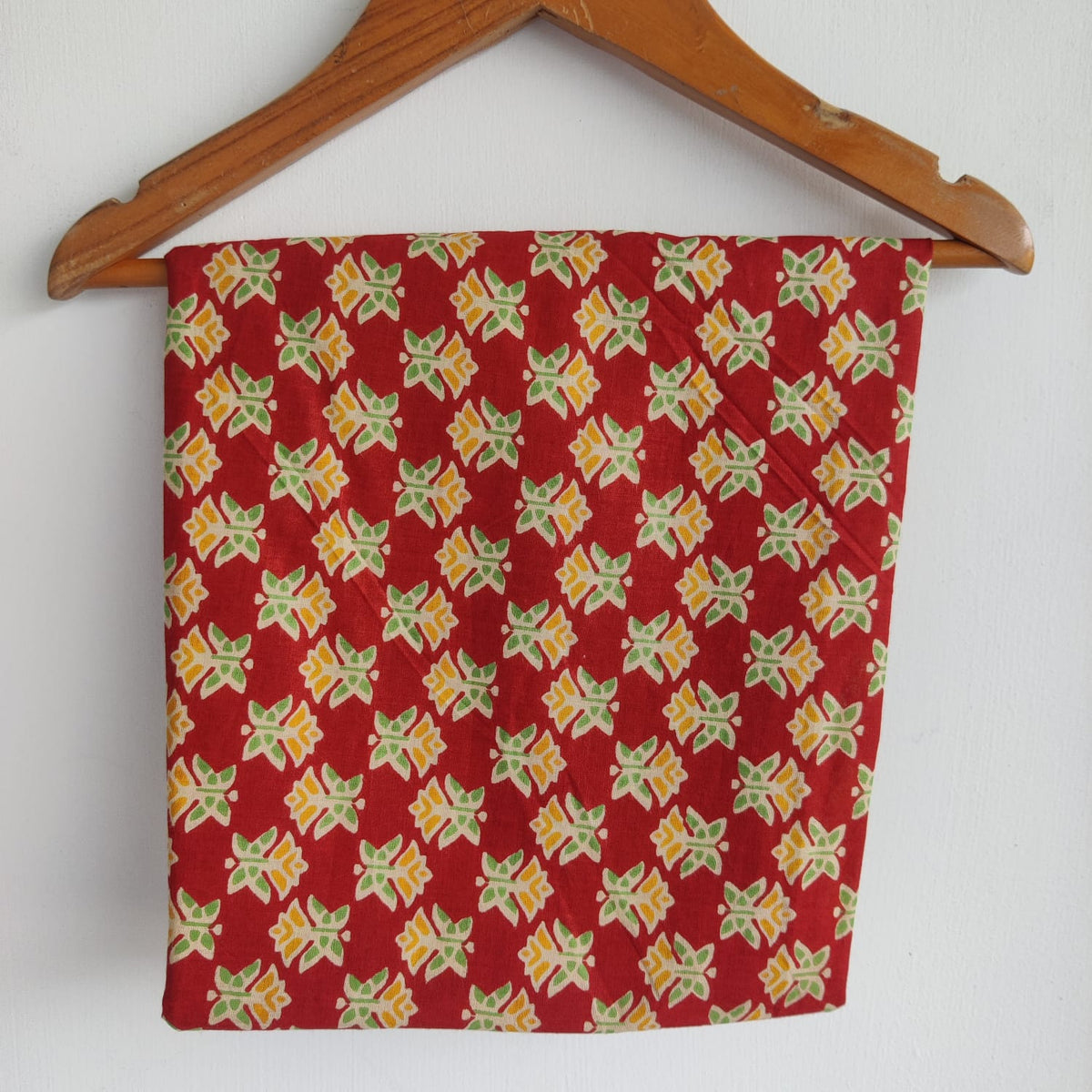 Yellow Floral Printed Red Jaipur Cotton Shirt Pyjama Set | Free Size |