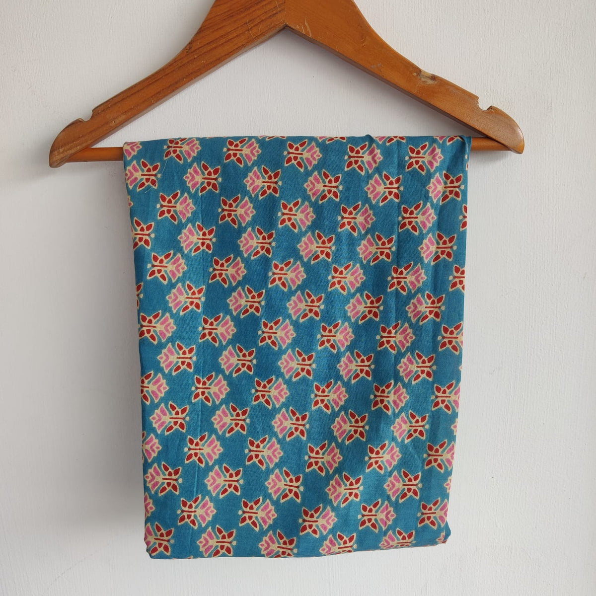 Pink Floral Printed Blue Jaipur Cotton Shirt Pyjama Set | Free Size |