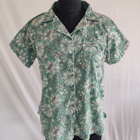 Green Floral Printed Jaipur Cotton Shirt Pyjama Set | Free Size |